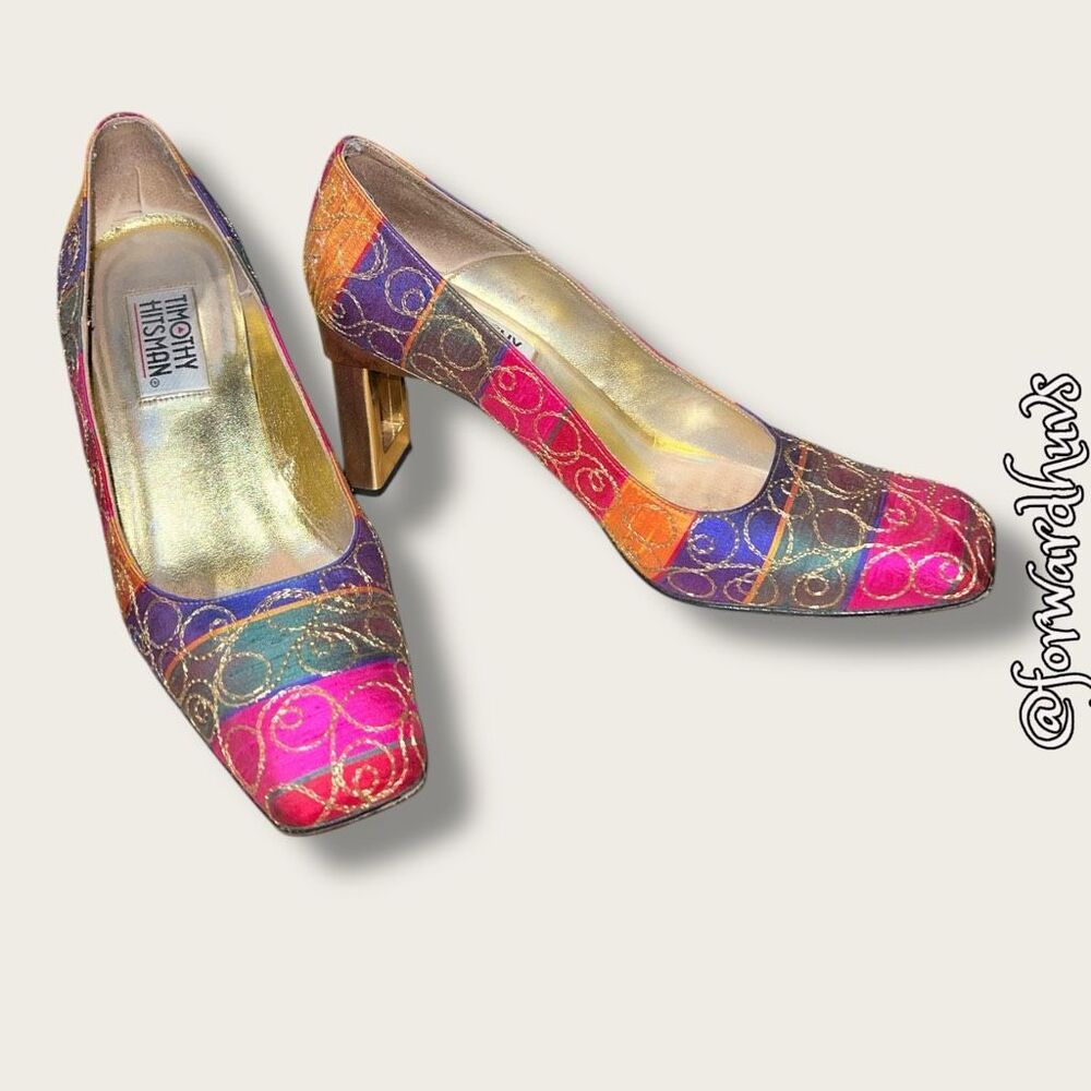 Timothy Hitsman Multicolored Vintage Square Toe Heels Estimated Size 8 - 8.5